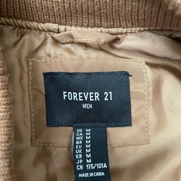 Forever 21 Brown Bomber Flight Jacket Multi Pocket Full Zip (Men’s Size Medium) - Picture 7 of 7
